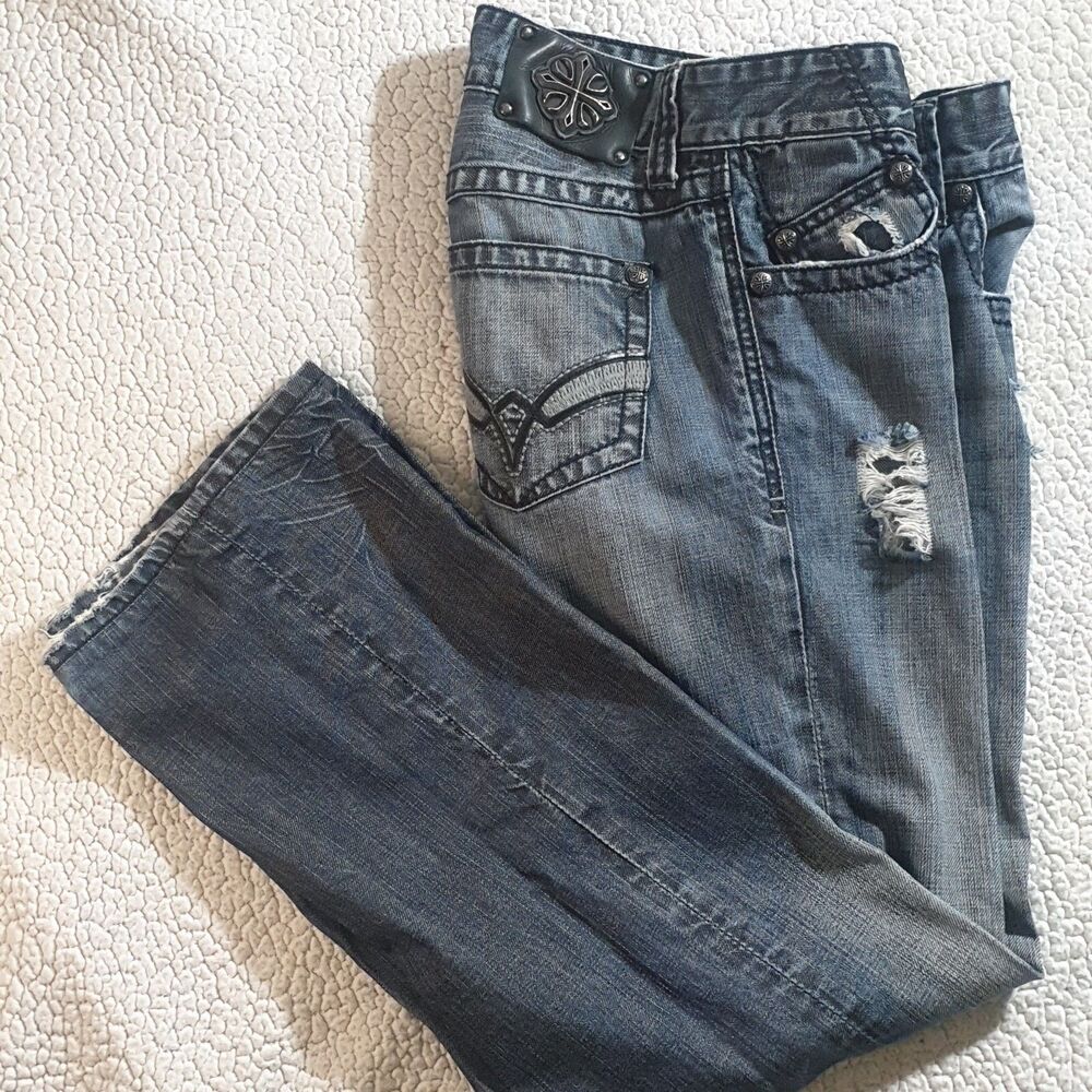 Affliction Los Angeles Jeans Men 30x31 Blake Relaxed Straight Fit Dark Wash - Picture 3 of 15